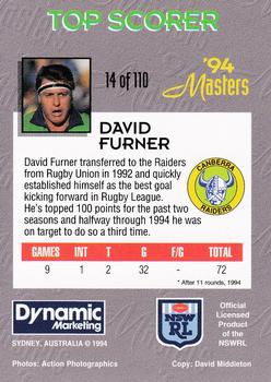 1994 Dynamic NSW Rugby League '94 Masters #14 David Furner Back